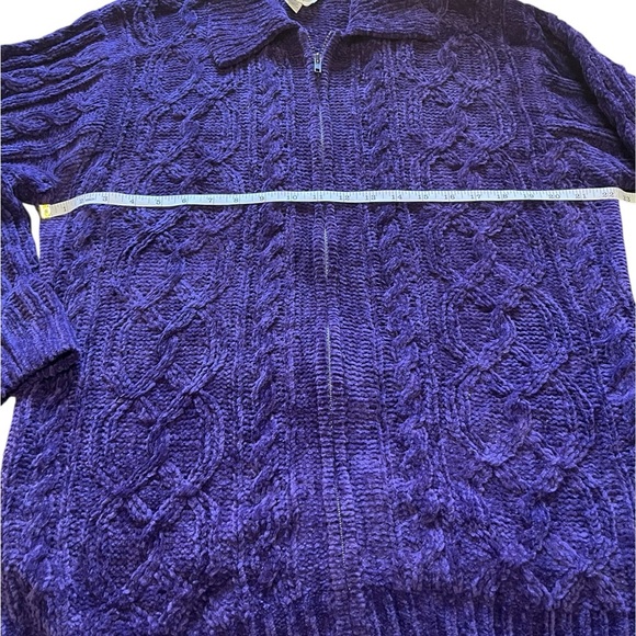 Women’s Dark Purple Full Zip Cardigan Sweater - Picture 8 of 9